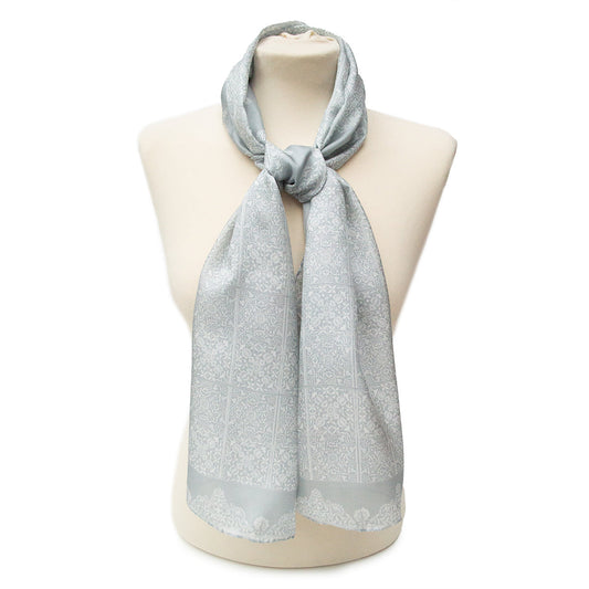 Victorian Lace Habotai Scarf Grey