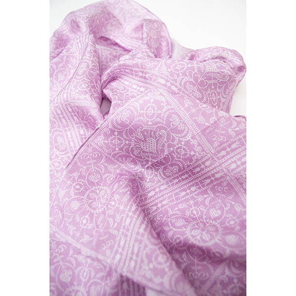 Victorian Lace Habotai Scarf Mauve - Detail