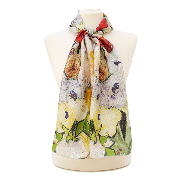 Van Gogh Rose & Anemones Silk Habotai Scarf