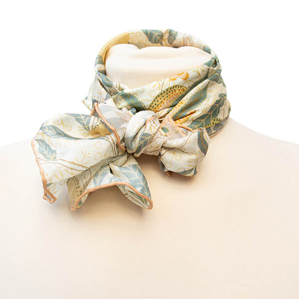 Morris Cream Fruit Silk Habotai Scarf - Style 2