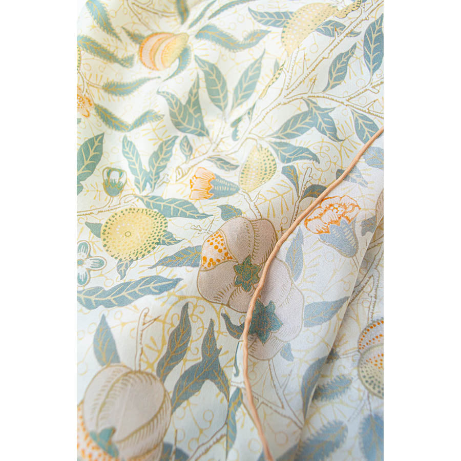 Morris Cream Fruit Silk Habotai Scarf - Detail