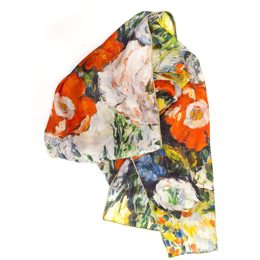 Cézanne Flower Bouquet Silk Habotai Scarf - Detail