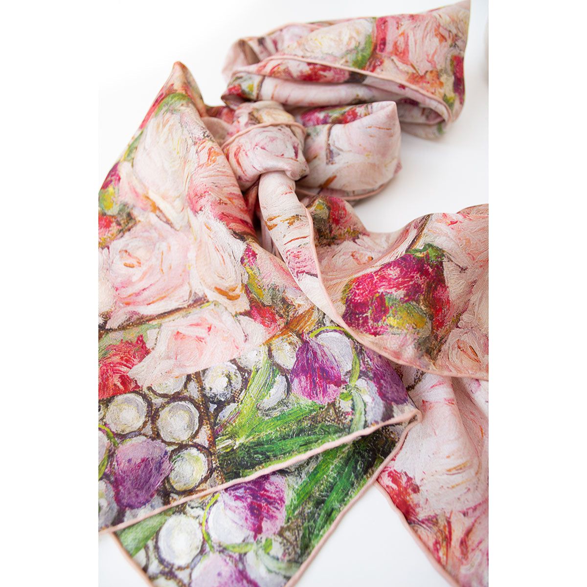 Gather Ye Rosebuds Silk Habotai Scarf - Detail