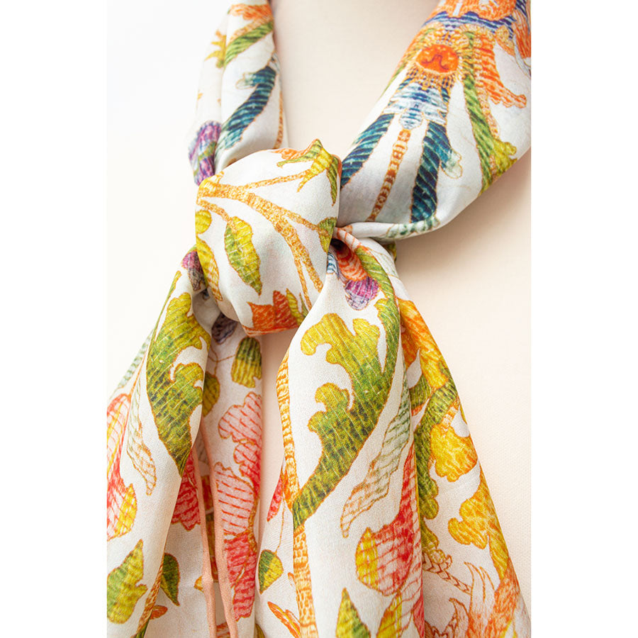 Embroidered Chasuble Silk Habotai Scarf - Detail 1