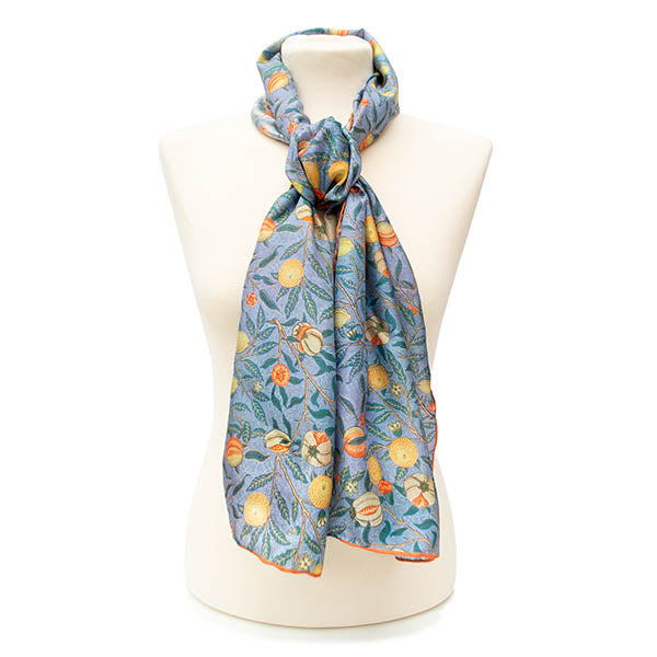 Morris Blue Fruit Silk Habotai Scarf