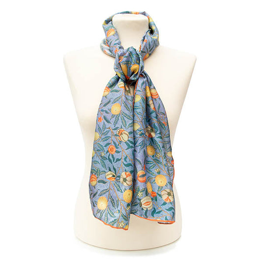 Morris Blue Fruit Silk Habotai Scarf
