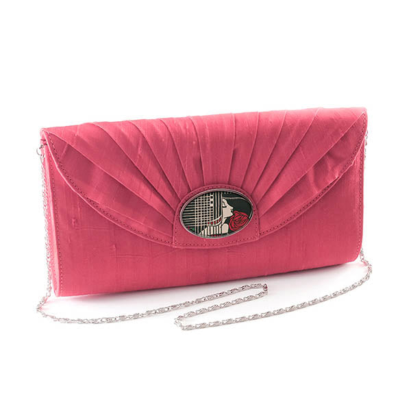 Pink Silk Cameo Clutch Bag