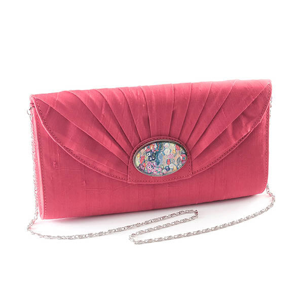 Pink Silk Cameo Clutch Bag