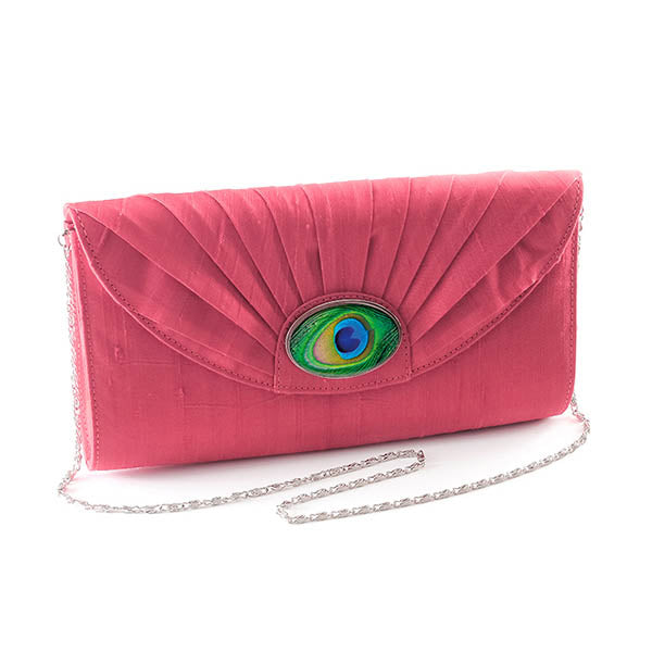 Pink Silk Cameo Clutch Bag