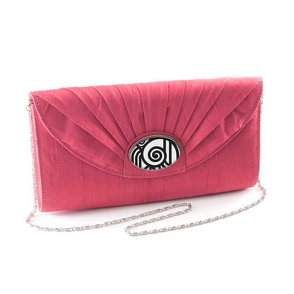 Pink Silk Cameo Clutch Bag