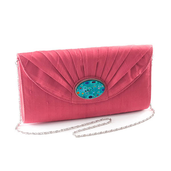 Pink Silk Cameo Clutch Bag