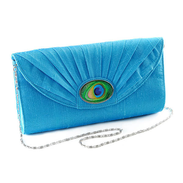 Turquoise Silk Cameo Clutch Bag