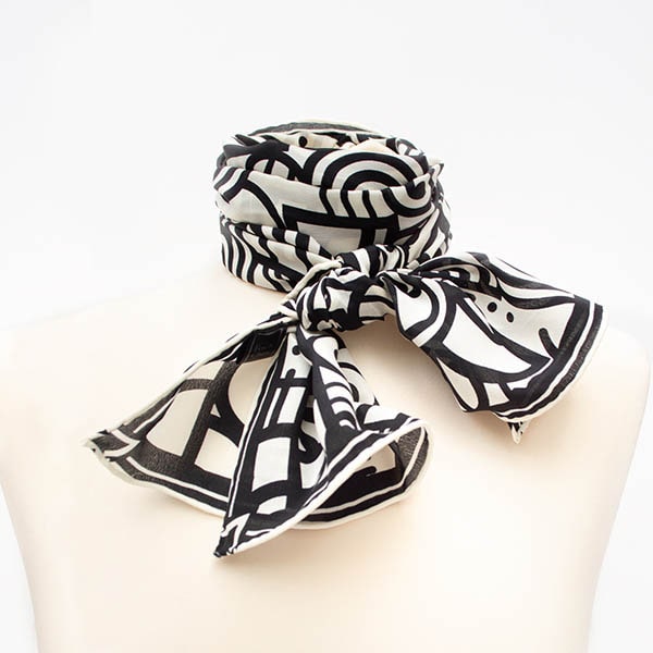 Art Deco Scroll Crêpe de Chine Silk Scarf - styled