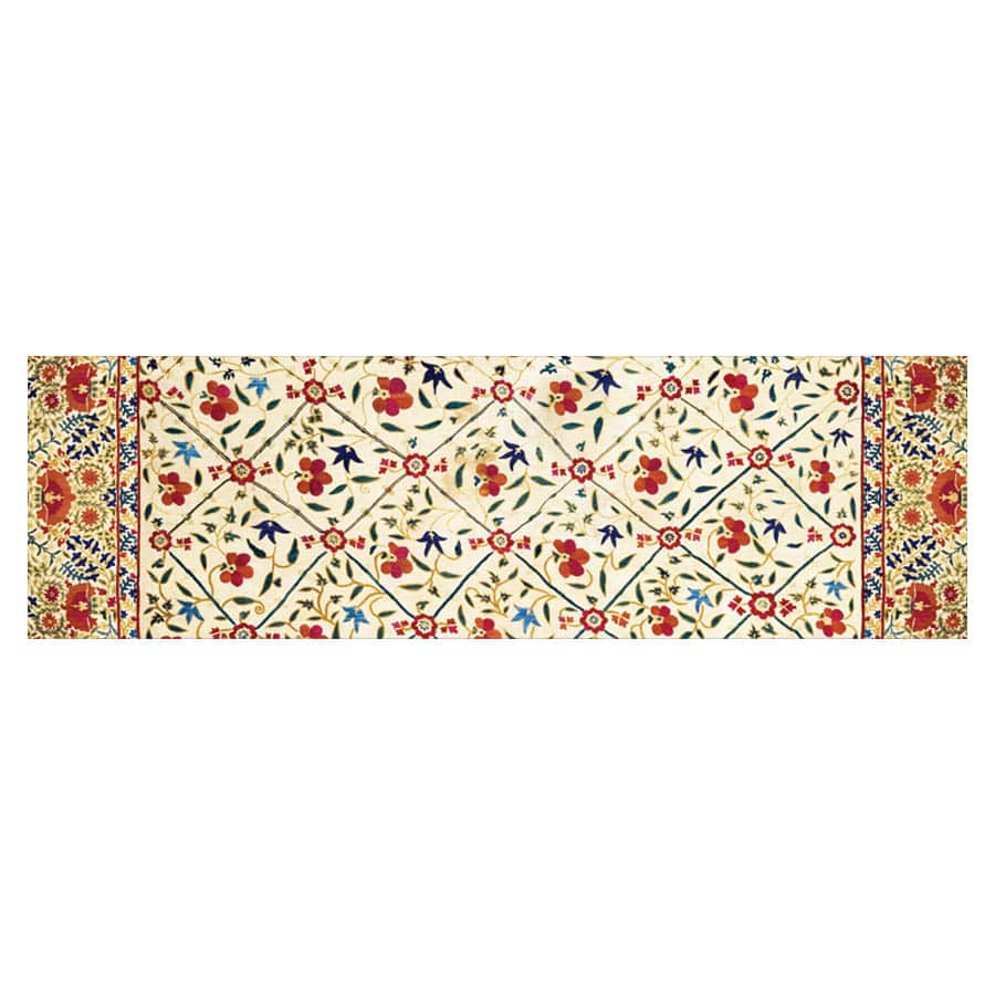 Suzani Red Silk Habotai Scarf - Flat Artwork