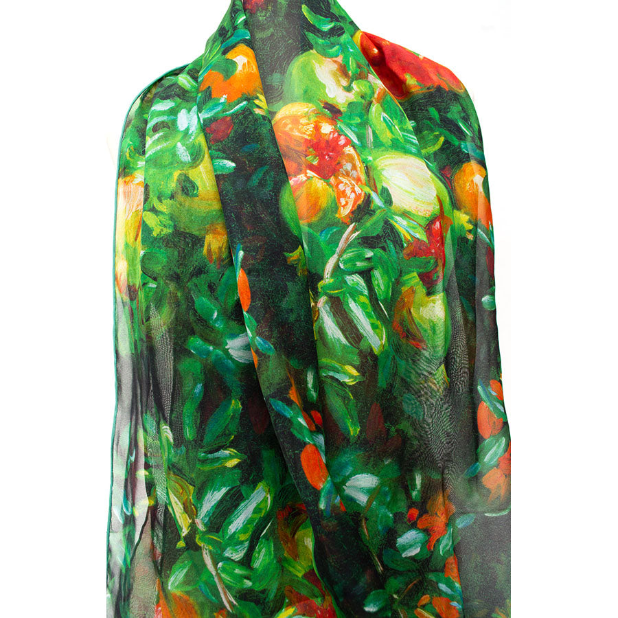 John Singer Sargent Pomegranate Chiffon Scarf - Style 05