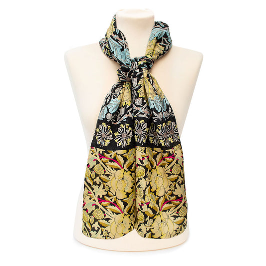 Morris Black Mix Crêpe de Chine Scarf
