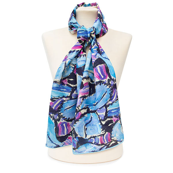 Klimt Turquoise & Pink Crêpe de Chine Scarf