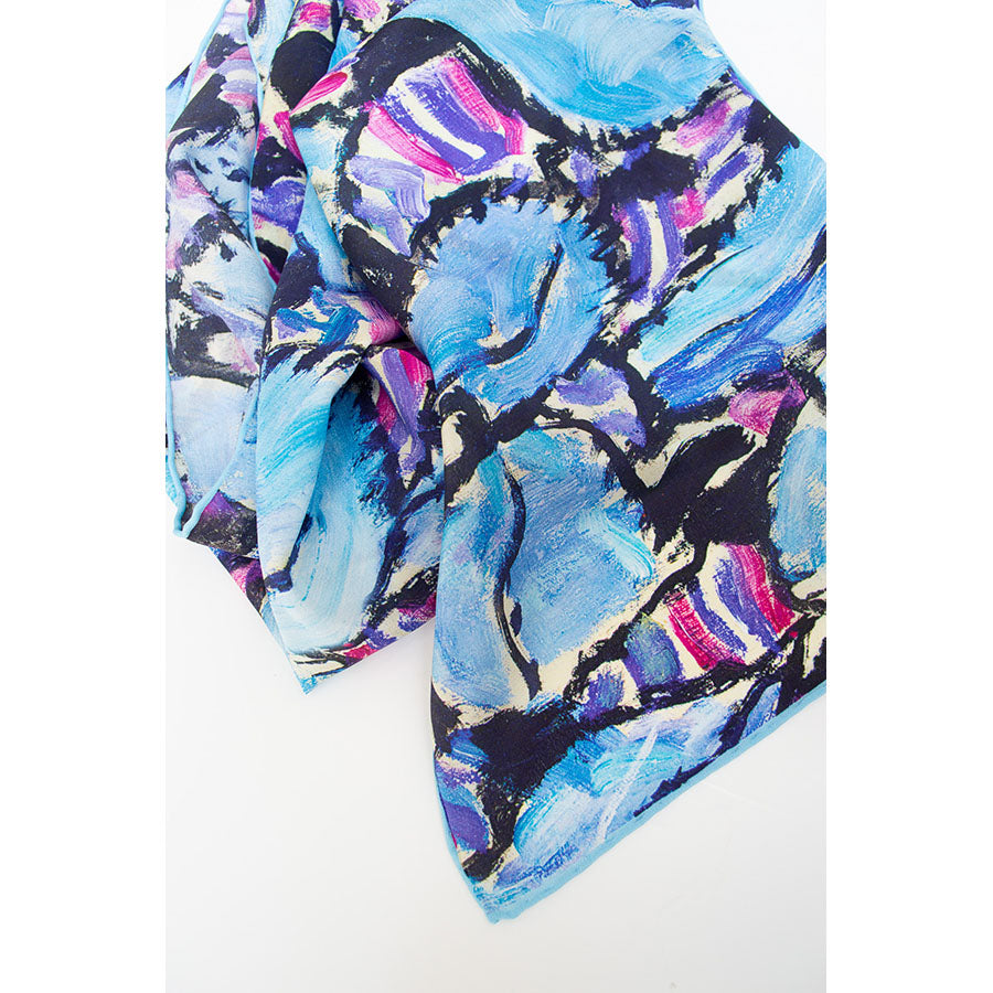 Klimt Turquoise & Pink Crêpe de Chine Scarf