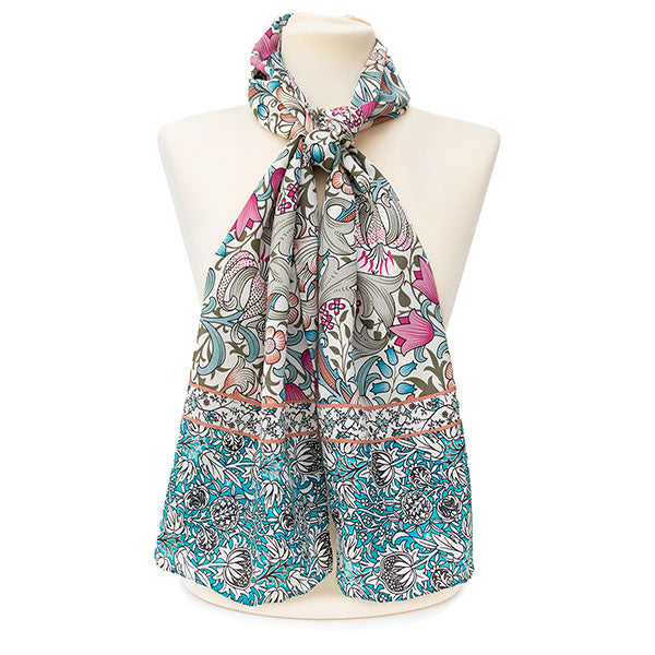 Morris Golden Lily Pink Crêpe de Chine Scarf