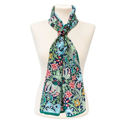Morris Golden Lily Green Crêpe de Chine Scarf