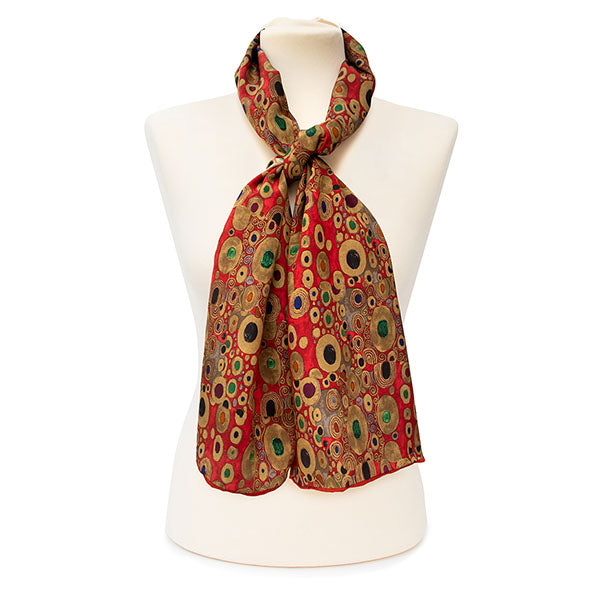 Klimt Red Crêpe de Chine Scarf