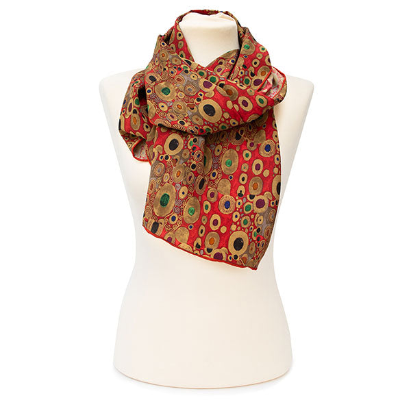 Klimt Red Crêpe de Chine Scarf