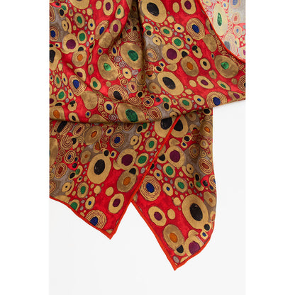 Klimt Red Crêpe de Chine Scarf