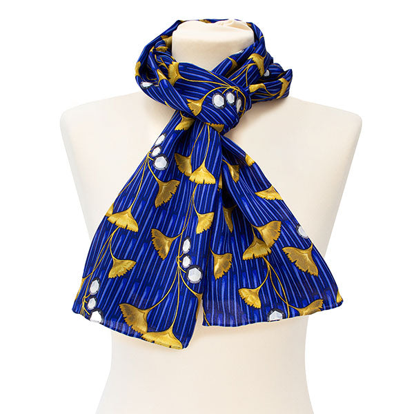 Enamel Gingko Leaf Crêpe de Chine Scarf