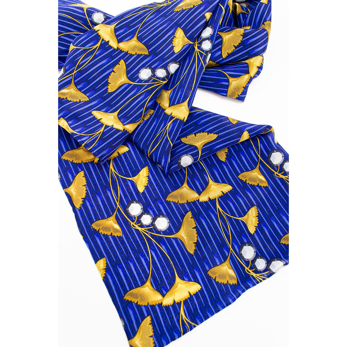 Enamel Gingko Leaf Crêpe de Chine Scarf