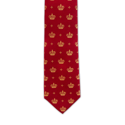 Crowns & Crosses Red Silk Tie 2