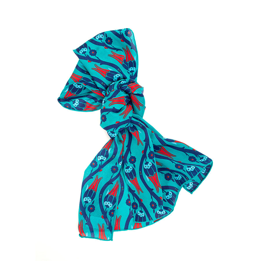 Iznik Tulips Crêpe de Chine Scarf