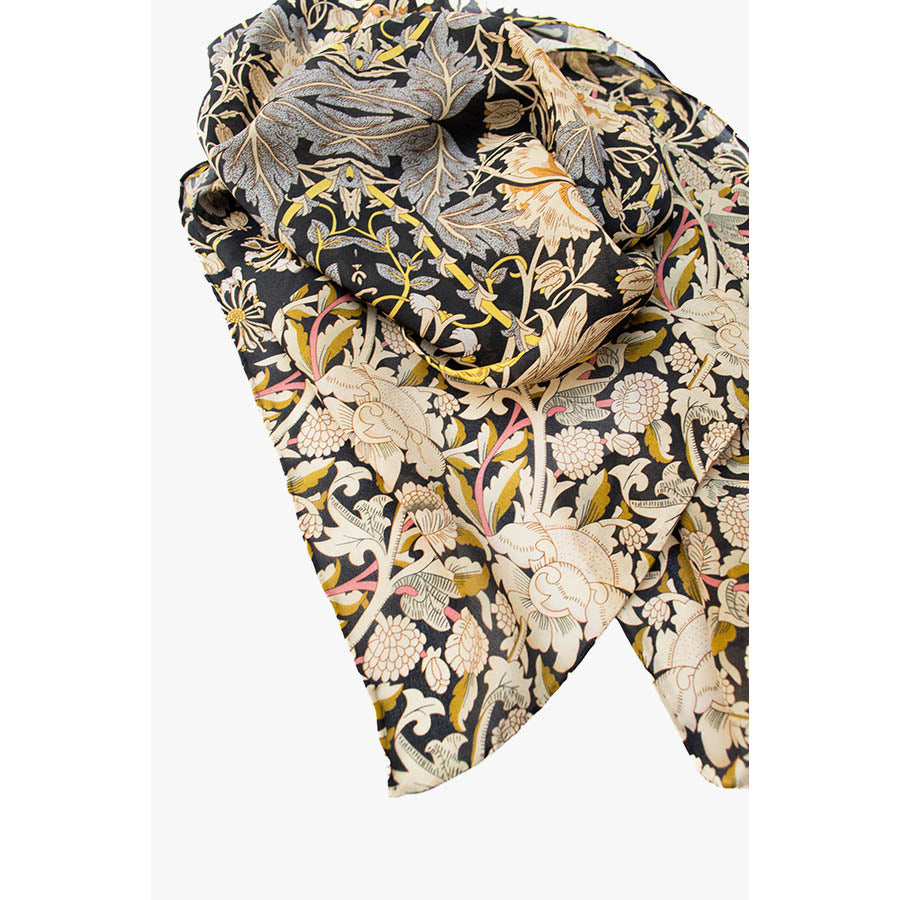 Morris Taupe Mix Crêpe de Chine Scarf - Detail