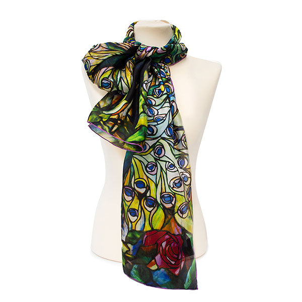 Tiffany Peacock Silk Habotai Scarf- Style 2