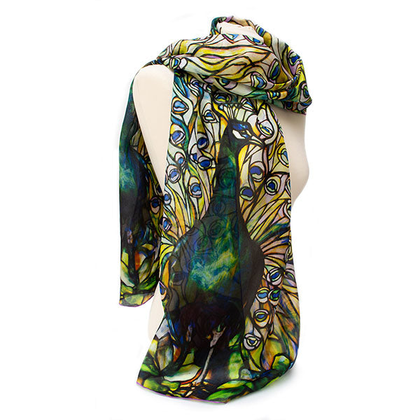 Tiffany Peacock Silk Habotai Scarf - Style 3