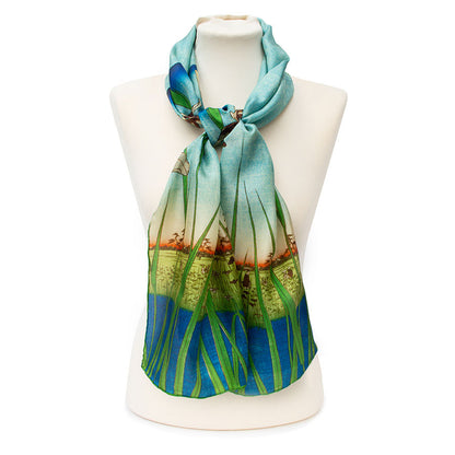 Hiroshige Iris Silk Habotai Scarf - Style 1