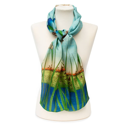 Hiroshige Iris Silk Habotai Scarf - Style 1