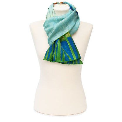Hiroshige Iris Silk Habotai Scarf - Style 4