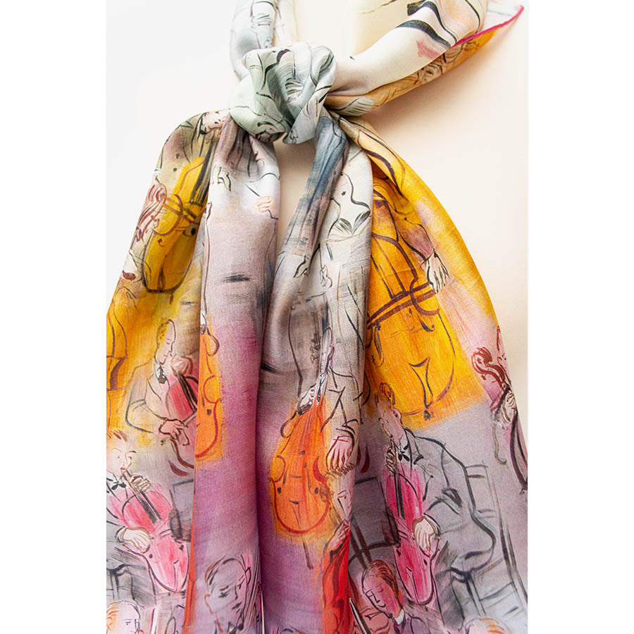 Dufy Orchestra Silk Habotai Scarf