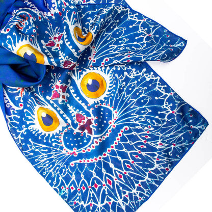 Louis Wain Cat Silk Habotai Scarf - Detail 1