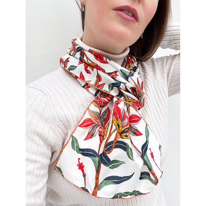 Taj Mahal Silk Habotai Scarf - With Model