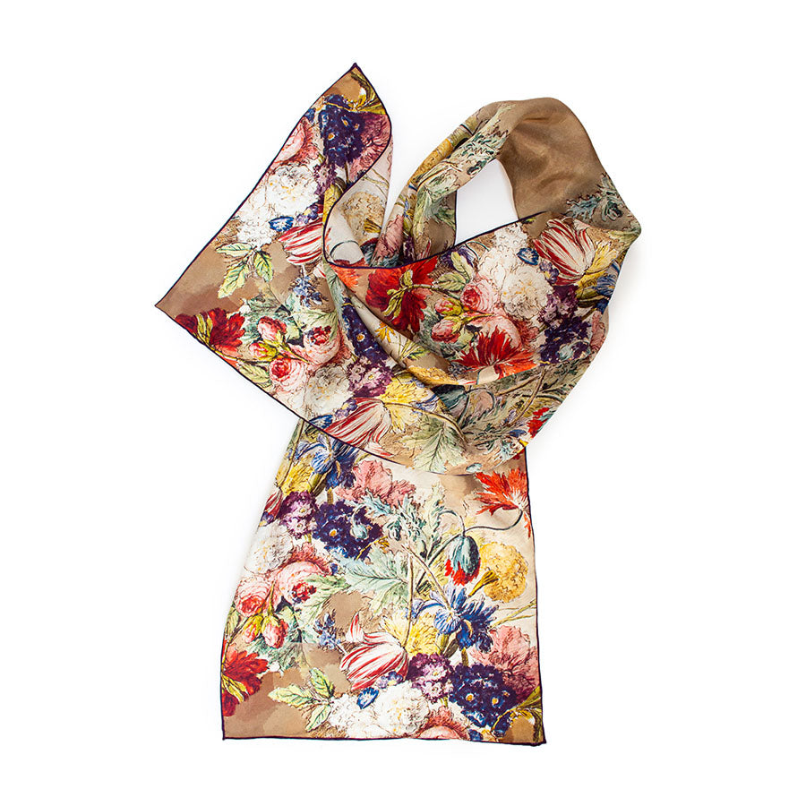 Van Huysum Still Life Silk Habotai Scarf - Detail 1