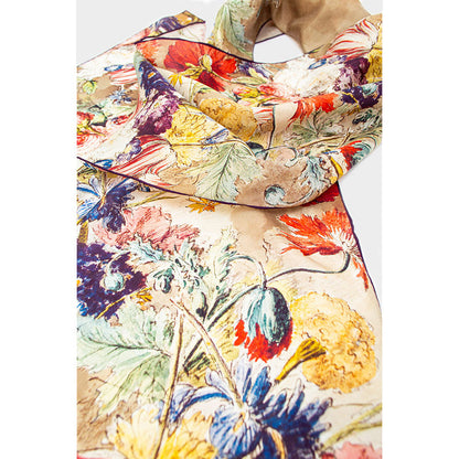 Van Huysum Still Life Silk Habotai Scarf - Detail 2