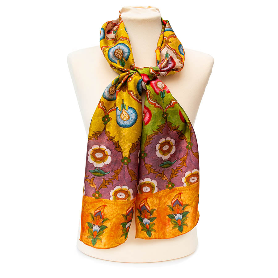 Indian Carnations Habotai Silk Scarf - Style 1