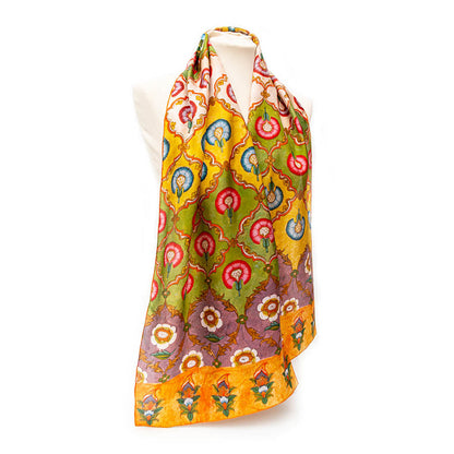 Indian Carnations Habotai Silk Scarf - Style 3