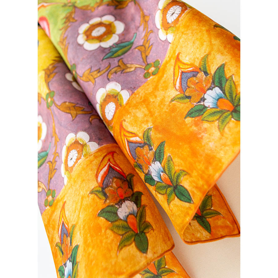 Indian Carnations Habotai Silk Scarf - Detail 2