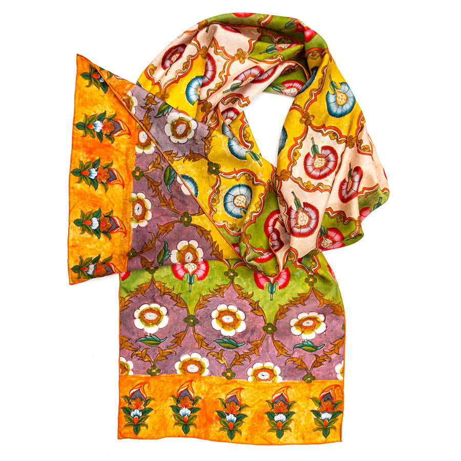 Indian Carnations Habotai Silk Scarf - Detail 1