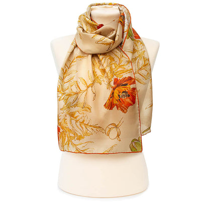 May Morris Poppies Habotai Scarf - Style 2