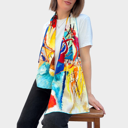 Kandinsky Improvisation No.30 Silk Habotai Scarf - With Model