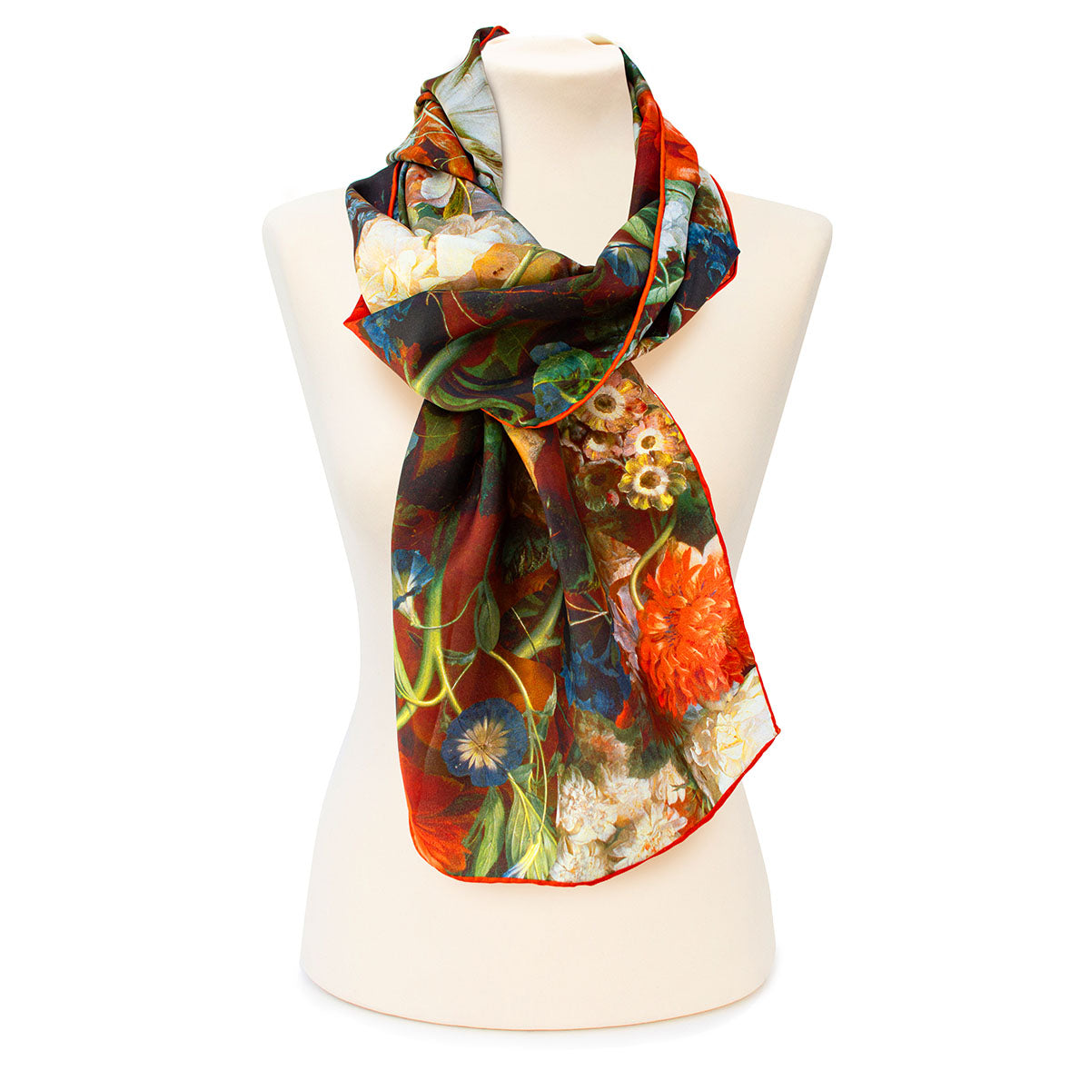 Van Huysum Flower Bouquet Silk Habotai Scarf - Style 2