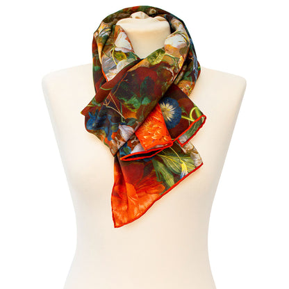 Van Huysum Flower Bouquet Silk Habotai Scarf - Style 4